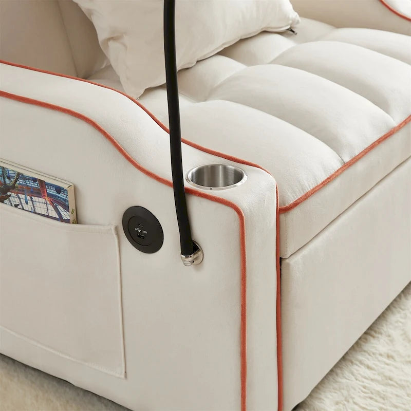 Canapé convertible avec port USB et porte-gobelets