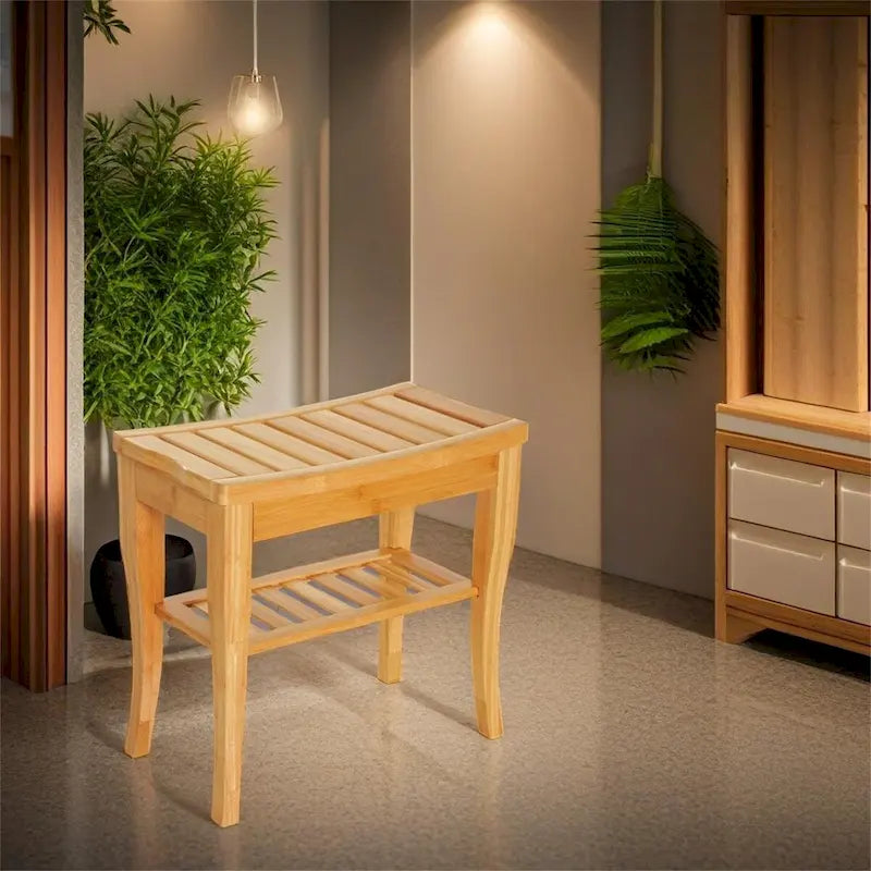 Longue banquette de douche en bambou