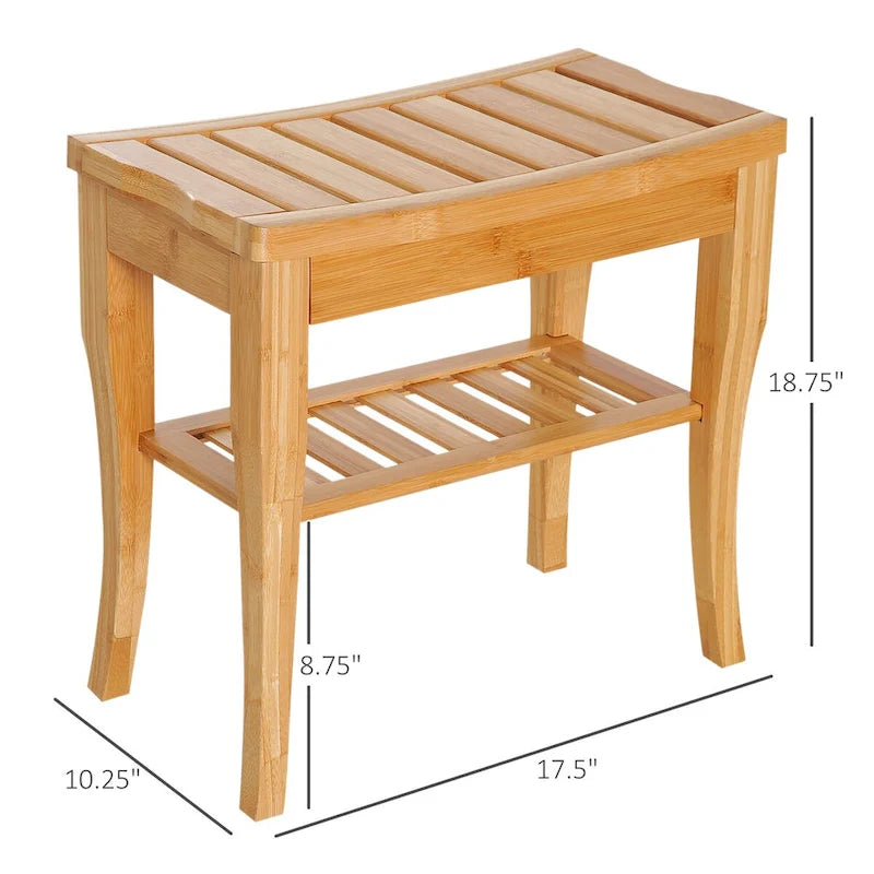 Longue banquette de douche en bambou