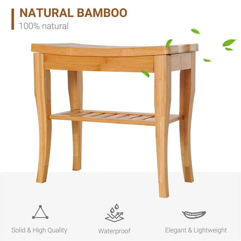 Longue banquette de douche en bambou