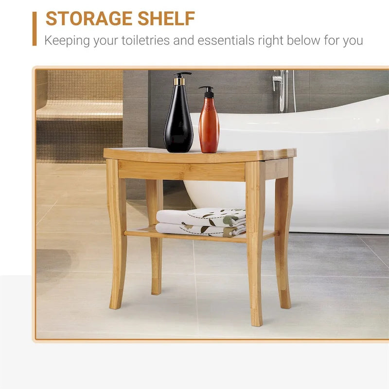 Longue banquette de douche en bambou
