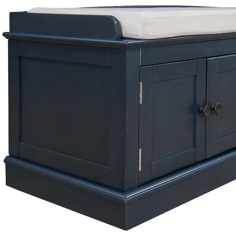 Banc de rangement d'entrée avec 4 portes et étagères réglables