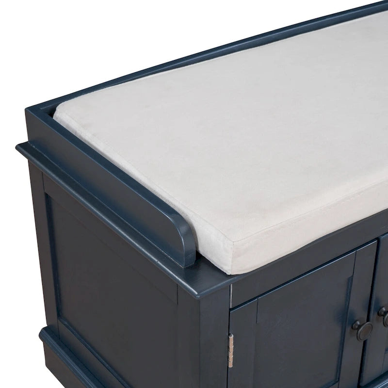 Banc de rangement d'entrée avec 4 portes et étagères réglables