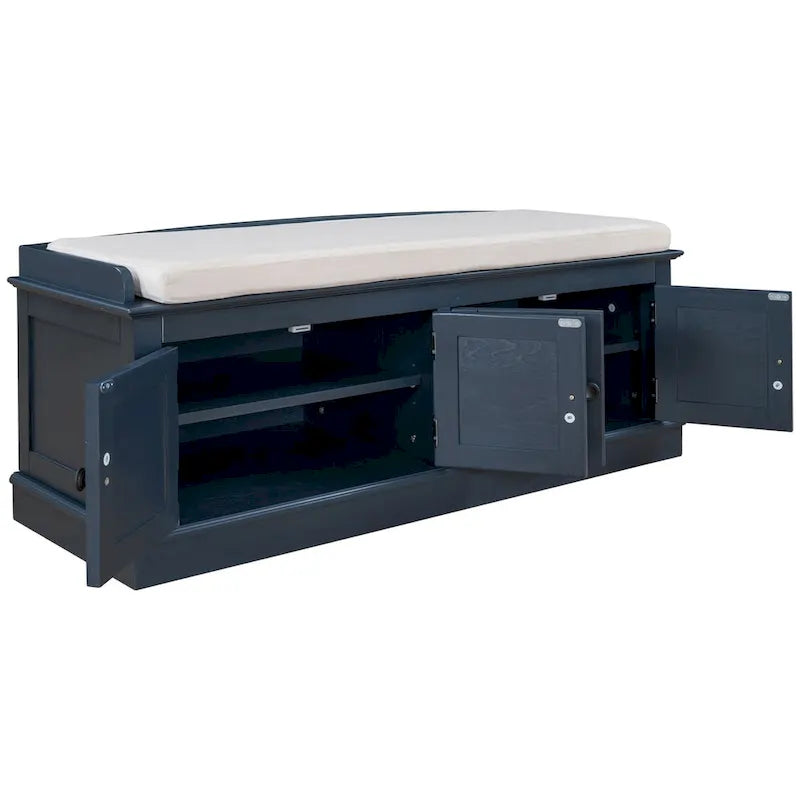 Banc de rangement d'entrée avec 4 portes et étagères réglables