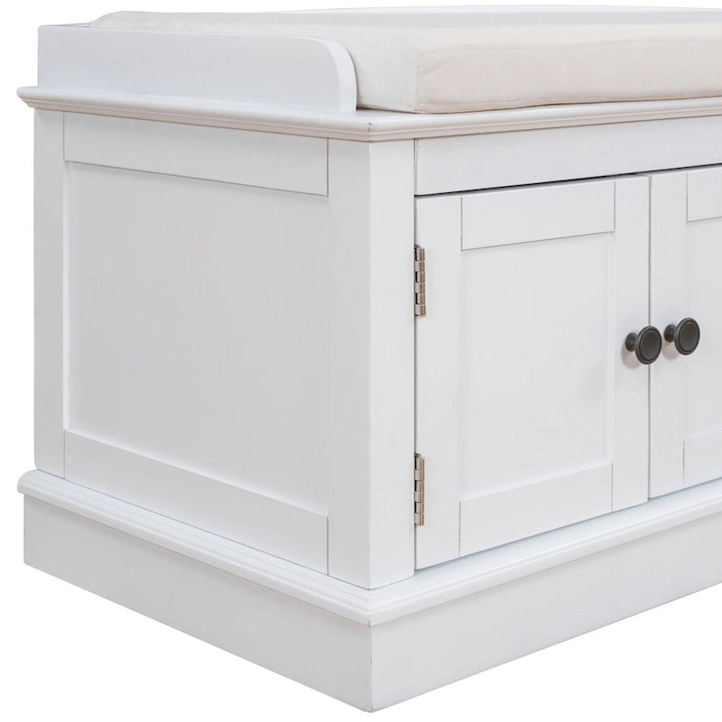 Banc de rangement d'entrée avec 4 portes et étagères réglables