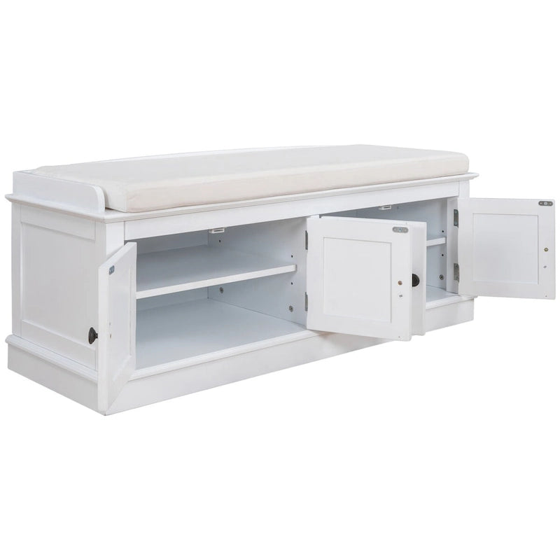 Banc de rangement d'entrée avec 4 portes et étagères réglables