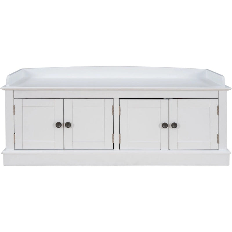 Banc de rangement d'entrée avec 4 portes et étagères réglables