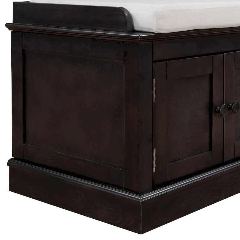 Banc de rangement d'entrée avec 4 portes et étagères réglables
