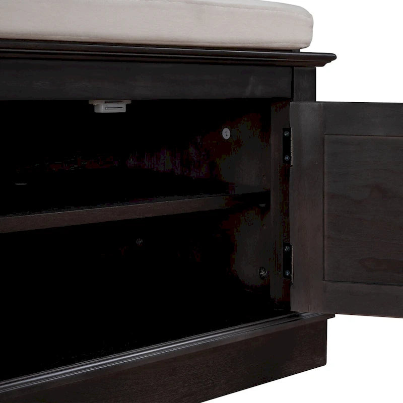 Banc de rangement d'entrée avec 4 portes et étagères réglables