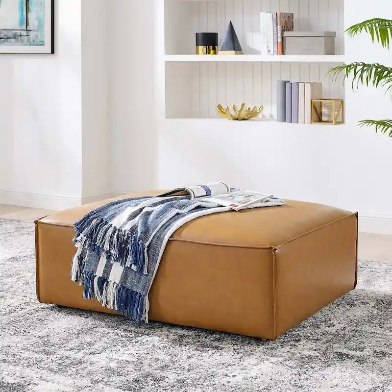 Pouffe en cuir végane