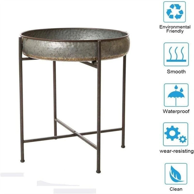 Table d'appoint pliante en acier galvanisé, table basse étanche – 57,0 D x 57,0 L x 65,5 H cm