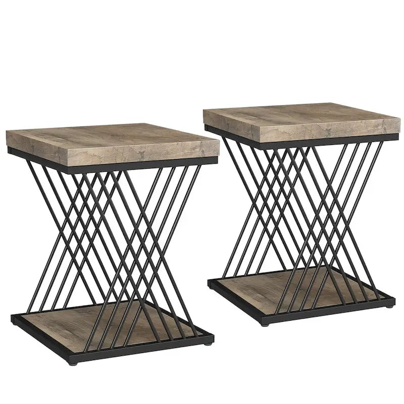 Tables d'appoint carrées pour salon - Lot de 2