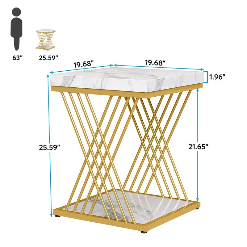 Tables d'appoint carrées pour salon - Lot de 2
