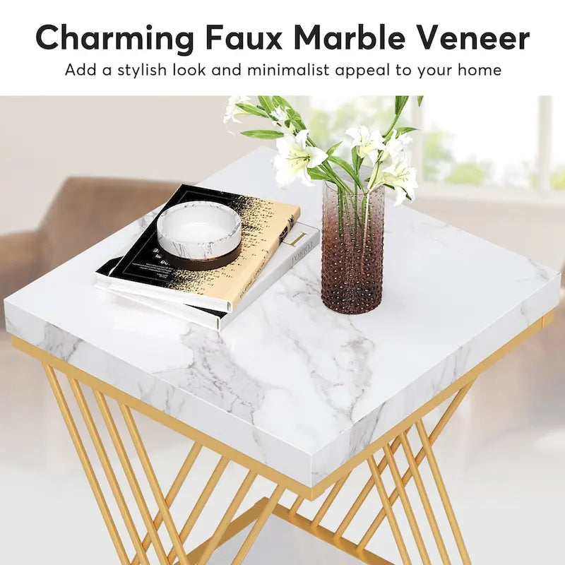Tables d'appoint carrées pour salon - Lot de 2