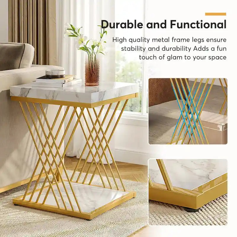 Tables d'appoint carrées pour salon - Lot de 2