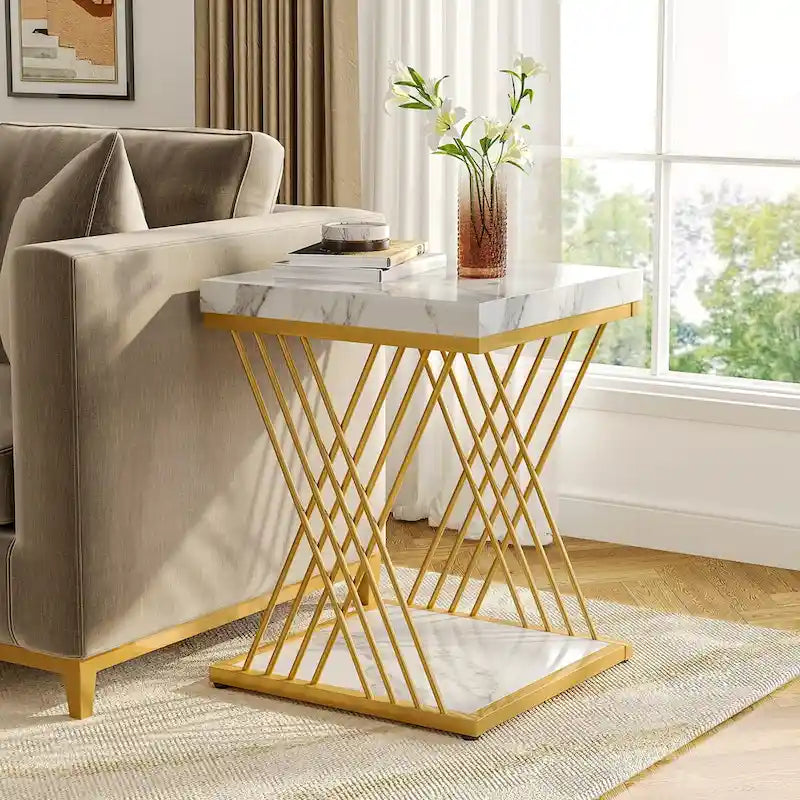 Tables d'appoint carrées pour salon - Lot de 2