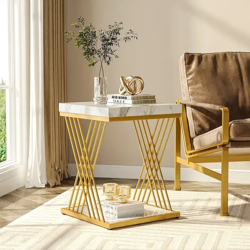 Tables d'appoint carrées pour salon - Lot de 2