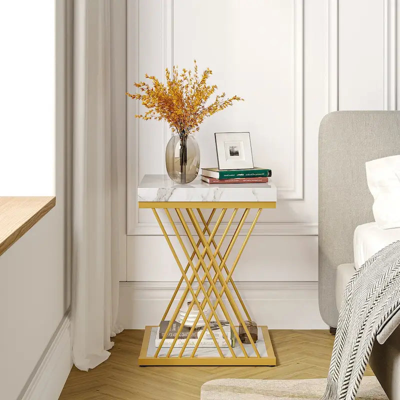 Tables d'appoint carrées pour salon - Lot de 2