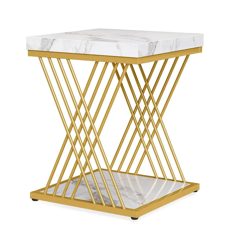 Tables d'appoint carrées pour salon - Lot de 2