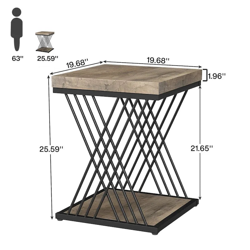 Tables d'appoint carrées pour salon - Lot de 2