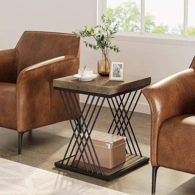 Tables d'appoint carrées pour salon - Lot de 2