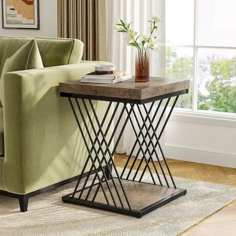 Tables d'appoint carrées pour salon - Lot de 2