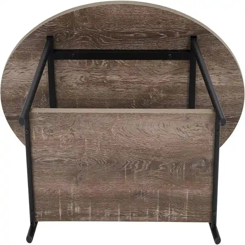 Table basse rustique ovale avec étagère de rangement - 59,5P x 100L x 42H cm