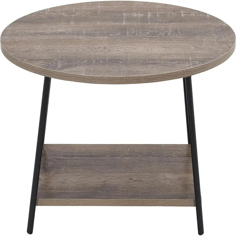 Table basse rustique ovale avec étagère de rangement - 59,5P x 100L x 42H cm