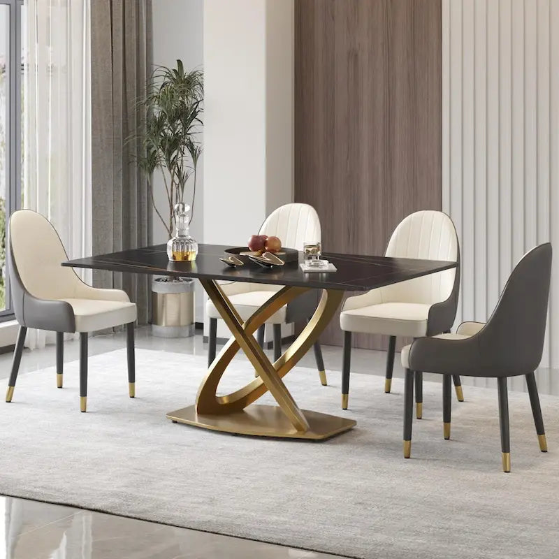 63 Table à manger, table à manger moderne pour 6 personnes