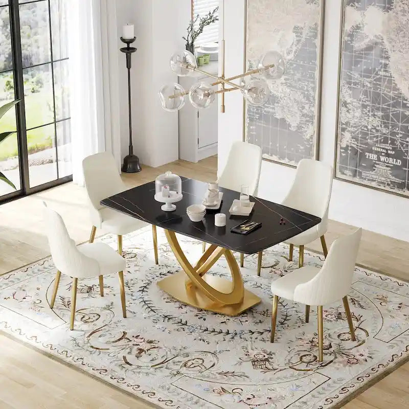 63 Table à manger, table à manger moderne pour 6 personnes