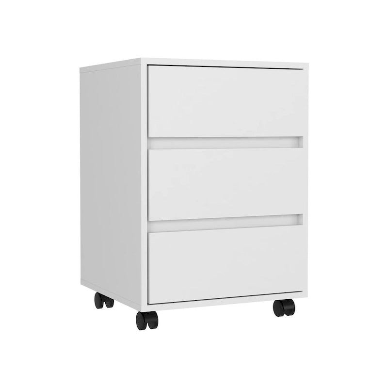 Trois tiroirs Bang, Classeur, Glissière à roulettes, Finition blanche, Haute qualité et durable