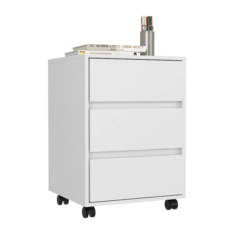 Trois tiroirs Bang, Classeur, Glissière à roulettes, Finition blanche, Haute qualité et durable