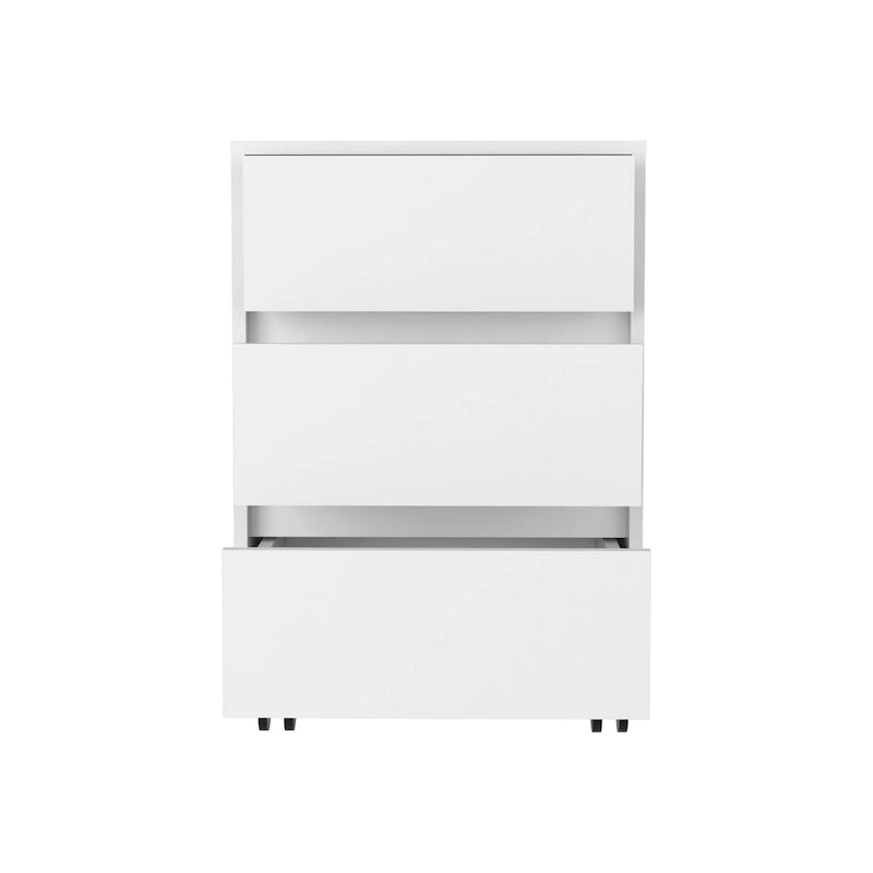 Trois tiroirs Bang, Classeur, Glissière à roulettes, Finition blanche, Haute qualité et durable