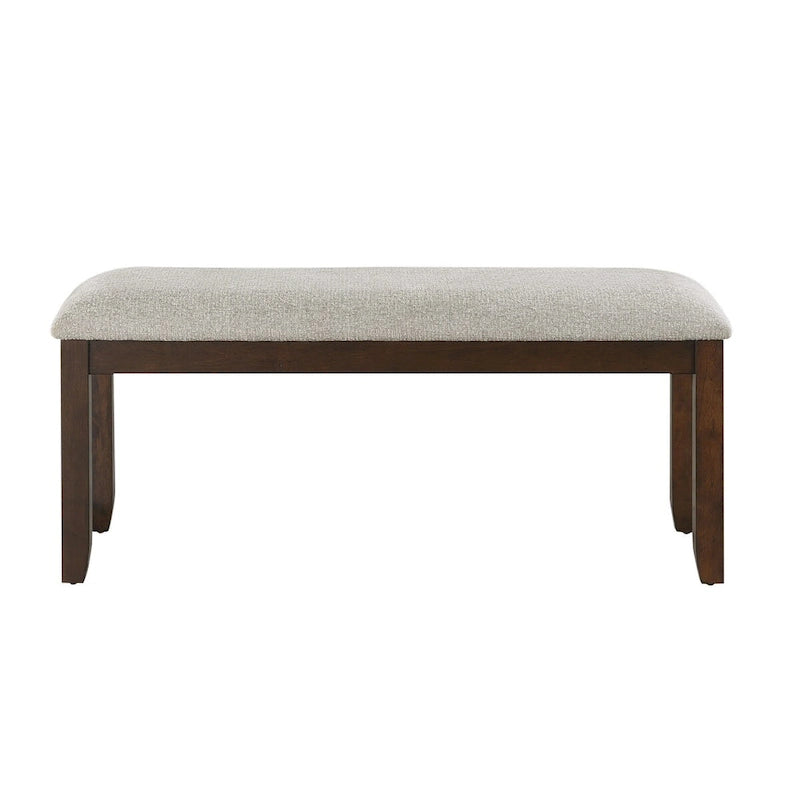 Banc Humpty de 43 pouces, revêtement en polyester gris, bois massif brun cerise