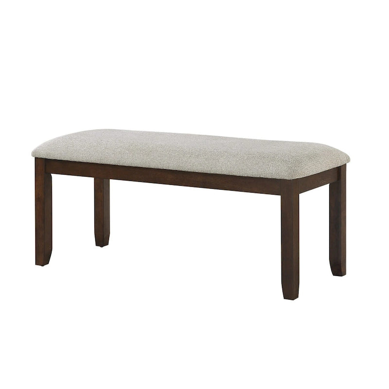 Banc Humpty de 43 pouces, revêtement en polyester gris, bois massif brun cerise