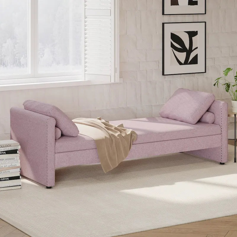 Lit de repos moderne rembourré avec oreillers, petit lit de jour simple pour salons