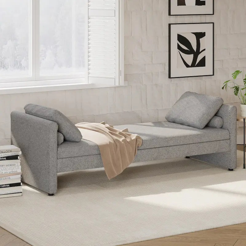 Lit de repos moderne rembourré avec oreillers, petit lit de jour simple pour salons
