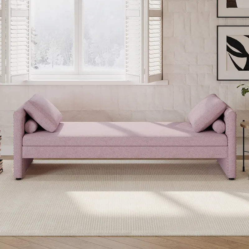 Lit de repos moderne rembourré avec oreillers, petit lit de jour simple pour salons