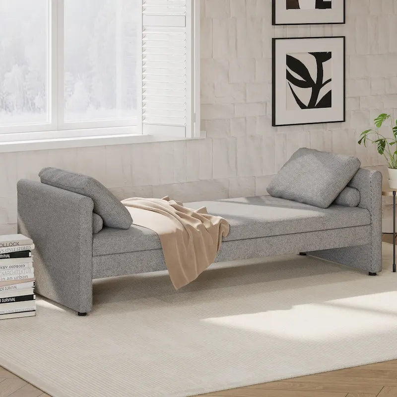 Lit de repos moderne rembourré avec oreillers, petit lit de jour simple pour salons